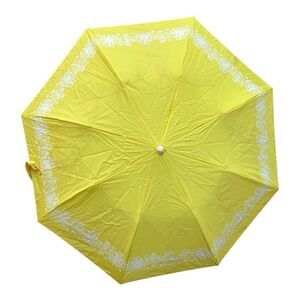 Yellow Oscar De La Renta Umbrella with White Floral Design